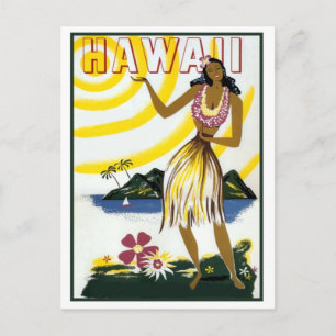 Cartão Postal Hawaii, hula girl, isle, viagens vintage postal