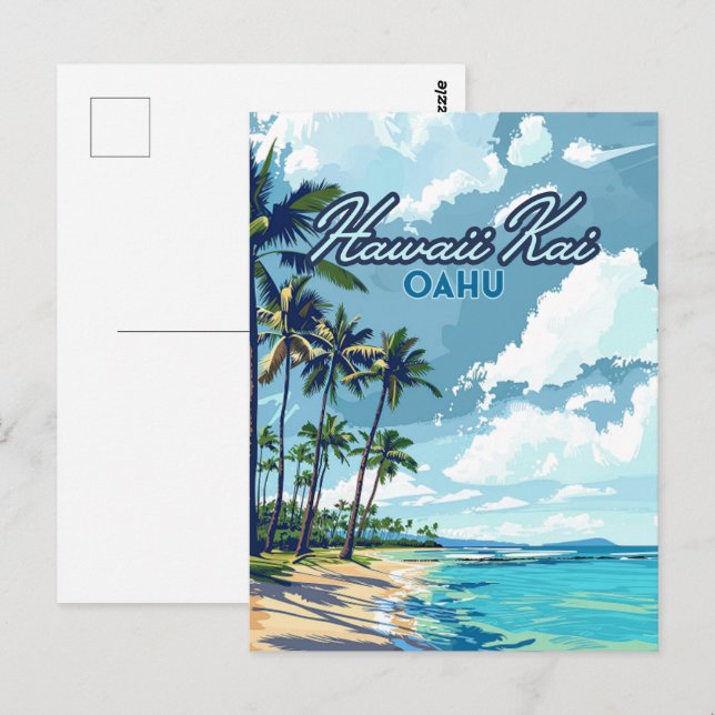 Cartão Postal Hawaii Kai Honolulu Oahu Hawaii Retro (Frente/Verso)