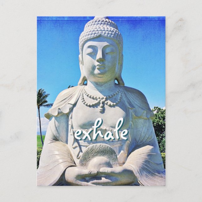 Cartão Postal Hawaii Peaceful Buddha Exhale Script Tropical (Frente)