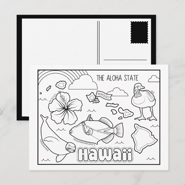 Cartão Postal hawaii pinte-me colagem (Frente/Verso)