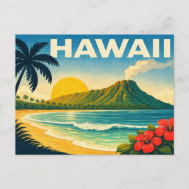 Cartão Postal Hawaii Retro Travel Postcard