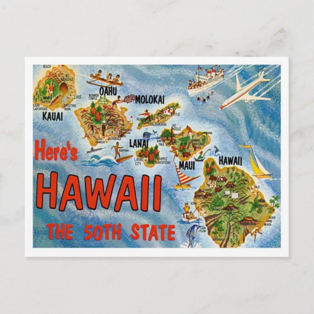 Cartão Postal Hawaii Saudações Dos Estados Unidos (Frente)