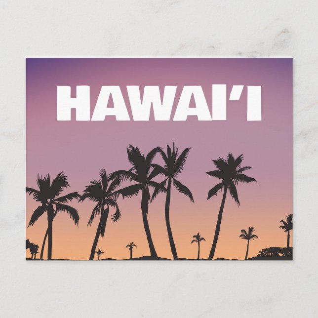 Cartão Postal Hawaii Sunset Palm Tree Gradient Sky Postcard  (Frente)