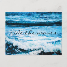 Cartão Postal Hawaii Tropical Blue Ocean Ride the Waves Script