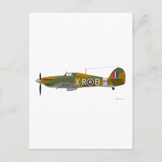 Cartão Postal Hawker Hurricane (Frente)