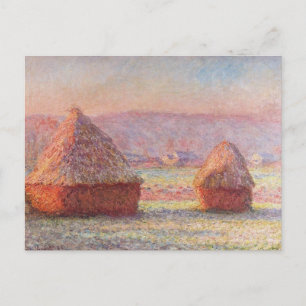 Cartão Postal Haystacks de Monet, Frost Branco, Sunrise