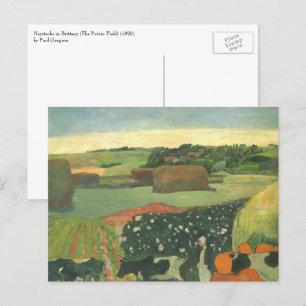 Cartão Postal Haystacks na Bretanha por Paul Gauguin, Vintage Ar