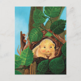 Cartão Postal Hazel dormouse comendo avelã