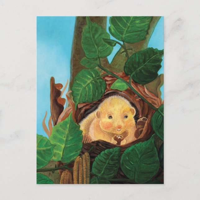 Cartão Postal Hazel dormouse comendo avelã (Frente)