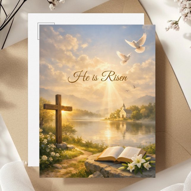Cartão Postal He Is Risen Christian Easter Resurrection  (Criador carregado)