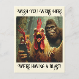 Cartão Postal “He’s Right Behind Ya” Cheesy Chicken