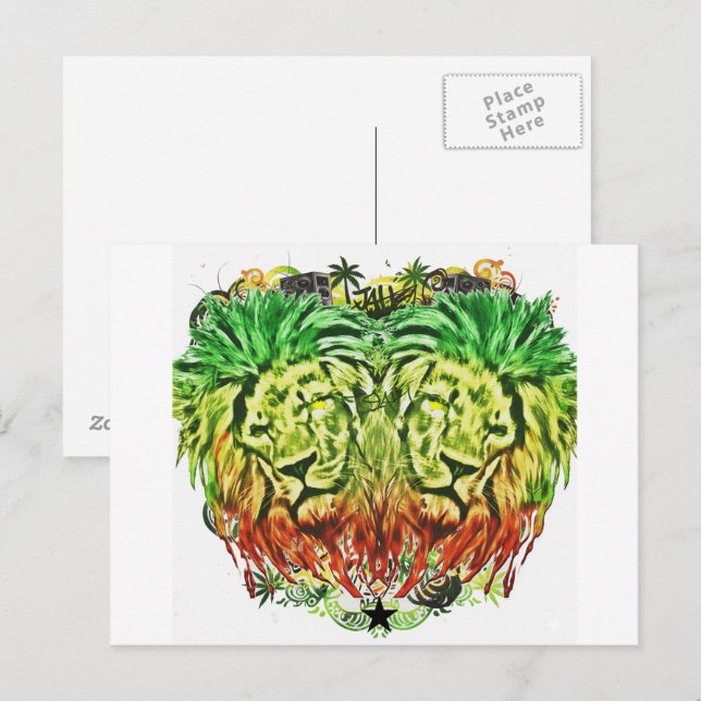 CARTÃO POSTAL HEART LION RASTA (Frente/Verso)