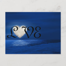 Cartão Postal Heart Moon com Snowy Beach LOVE Winter