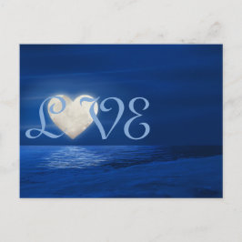 Cartão Postal Heart Moon com Snowy Beach LOVE Winter