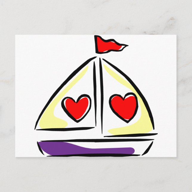 Cartão Postal Heart Sailboat (Frente)
