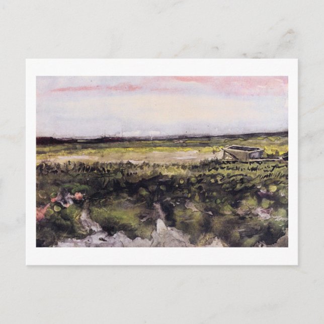 Cartão Postal Heath com um Wheelbarrow, Vincent van Gogh (Frente)