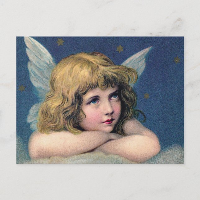 Cartão Postal Heavenly angel daydreaming on a cloud in the sky (Frente)