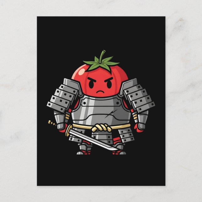 Cartão Postal Heavy Armored Tomato Samurai Warrior Illustration (Frente)