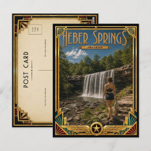 Cartão Postal Heber Springs Arkansas Arte Deco Vintage Idade Dou