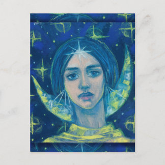 Cartão Postal Hécate, Deusa da Lua Pintura Pastel Arte Fantasia