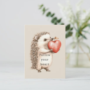 Cartão Postal Hedgehog Apple Heart