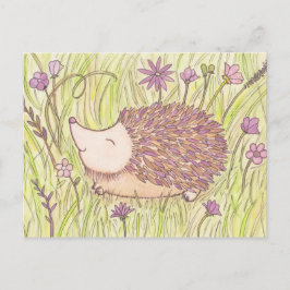 Cartão Postal Hedgehog Feliz em Springtime