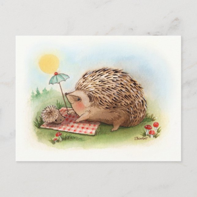 Cartão Postal Hedgehog Verão (Frente)