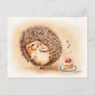 Cartão Postal Hedgehog Yum!