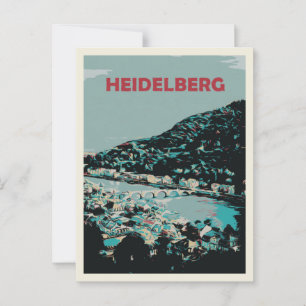 Cartão Postal Heidelberg e Neckar River Germany Cidade Romântica