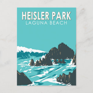Cartão Postal Heisler Park California Viagem Art Vintage