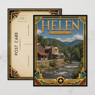 Cartão Postal Helen Geórgia Arte Deco Vintage Era de Ouro