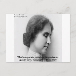Cartão Postal Helen Keller e famosa citação surda/cega