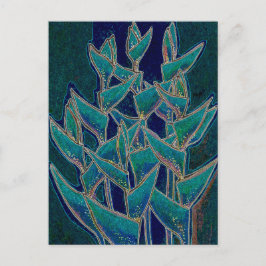 Cartão Postal Heliconia Rostrata Flor Tropical Teto De Arte Flor