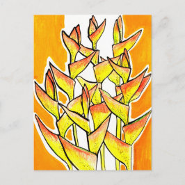 Cartão Postal Heliconia Rostrata Flores Tropicais Amarelo Floral