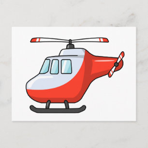 Cartão Postal Helicóptero legal, vermelho e branco