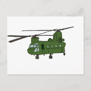 Cartão Postal Helicóptero Militar Verde CH-47 Chinook
