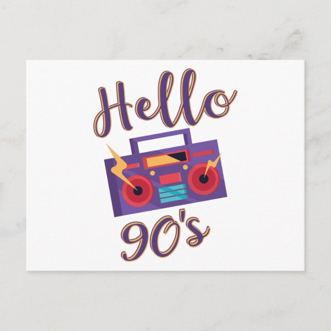 Cartão Postal Hello 90s radio cassette recorder postcard (Frente)