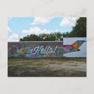 Cartão Postal Hello Art Wall em Austin, Texas Postcard