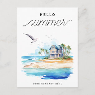 Cartão Postal Hello Summer Beach House Ocean Business