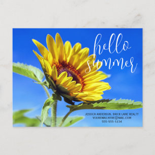 Cartão Postal Hello Summer Promocional Business Sunflower