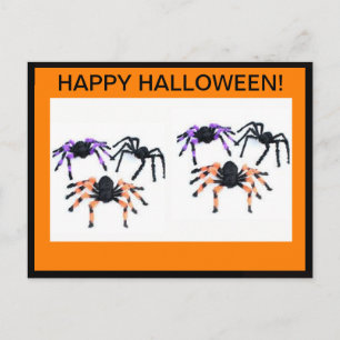 CARTÃO POSTAL HELLOWEEN FELIZ COM ARANHAS ESTRANH