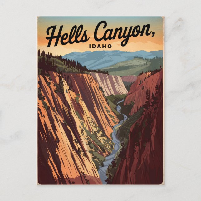 Cartão Postal Hells Canyon Idaho Vintage (Frente)