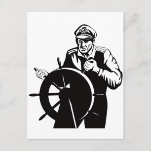 Cartão Postal Helmsman do marinheiro do capitão de marinho da