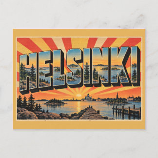 Cartão Postal Helsinki Archipelago Vintage Travel Art