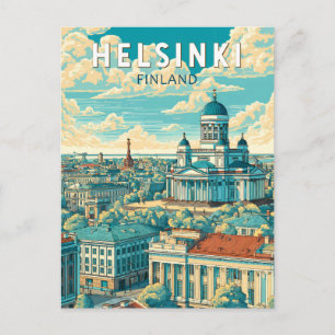 Cartão Postal Helsinki Finlândia Viagem Arte Vintage