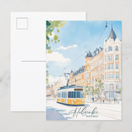 Cartão Postal Helsínquia Norway Gouache Paint Viagem