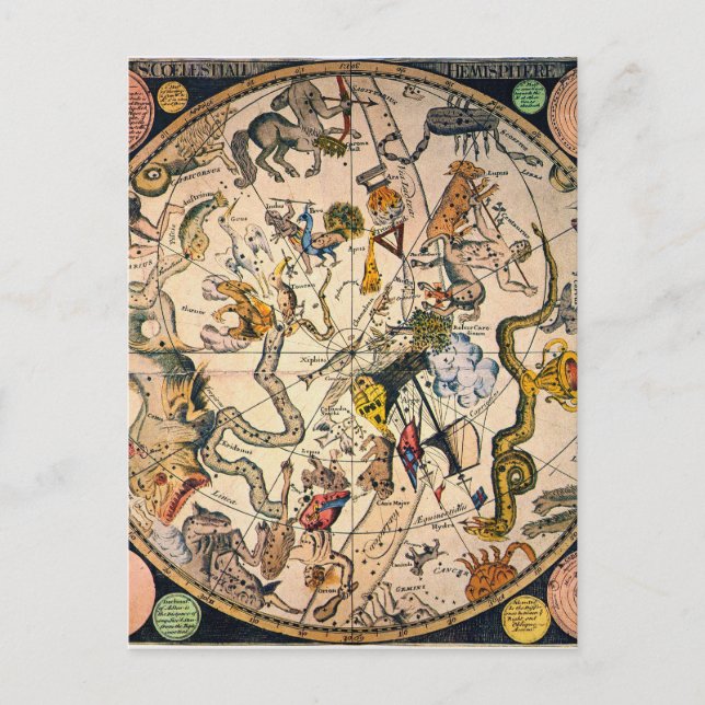 Cartão Postal Hemisfério Celestial, 1790 (Frente)