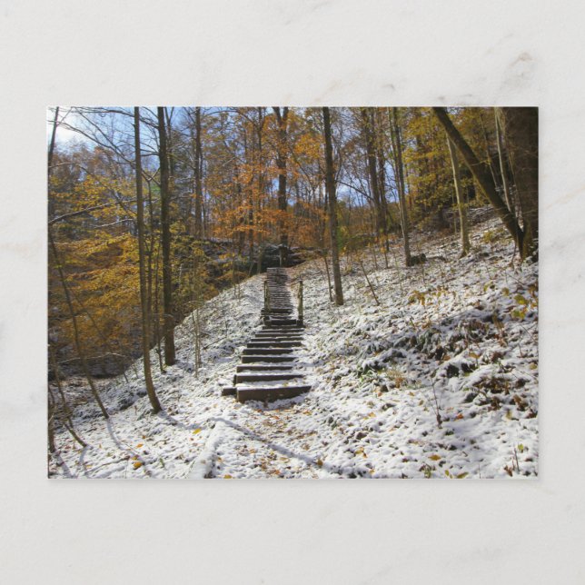 Cartão Postal Hemlock Cliffs with Light Snow, Indiana (Frente)