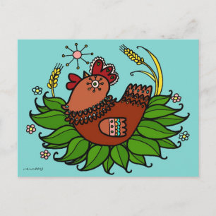 Cartão Postal Hen Ucraniano Folk Art