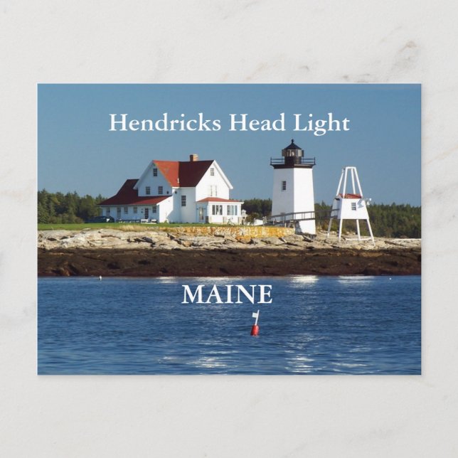 Cartão Postal Hendricks Head Light, Cartão-postal Maine (Frente)